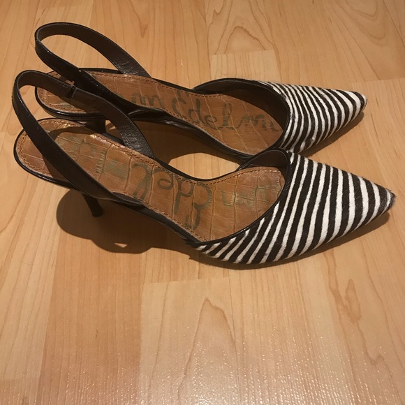 EUC Sam Edelman zebra fur strap heels size 8 - Picture 3 of 10